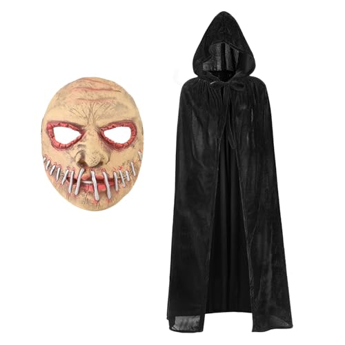 XGOPTS Vampir Kostüm Umhang mit Kaputze 59"/150cm Unisex Halloween Umhang mit Horror Maske Mittelalter Umhang Kapuzenumhang für Halloween Weihnachten Karneval Kostüm XGOPTS Vampir Kostüm Umhang mit Kaputze 59"/150cm Unisex Halloween Umhang mit Horror Maske Mittelalter Umhang Kapuzenumhang für Halloween Weihnachten Karneval Kostüm von XGOPTS