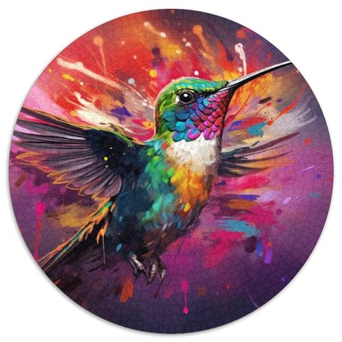 1000-teiliges Kolibri-Puzzle, rund, aus Pappe, Geschenkidee zum Geburtstag, anspruchsvolles Denkspiel (67,5 x 67,5 cm) von XHAXING