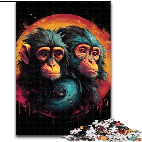 1000-teiliges Puzzle, Affen-Puzzle aus Holz, zum Entspannen und Herausfordern, farbenfrohe Heimdekorationskunst, Freunde, 1000 Stück(50x75cm) von XHAXING