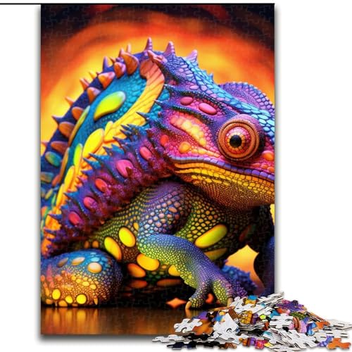 1000-teiliges Puzzle, Art Chamäleon-Puzzle aus Pappe, Geburtstage, Weihnachten, Halloween, Thanksgiving, Ostern, 1000 Stück(26x38cm) von XHAXING