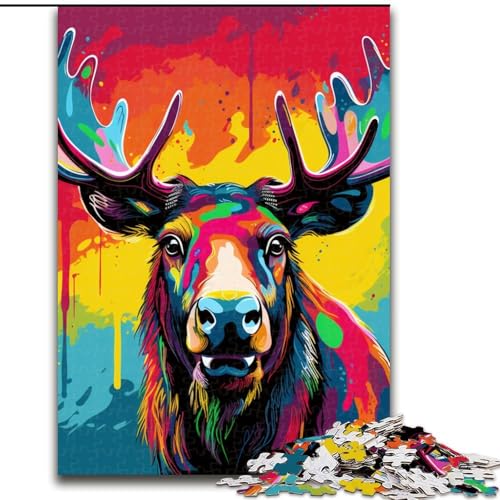 1000-teiliges Puzzle, Art Moose Puzzle, aus Pappe, mit interaktivem Familienspiel, Kinder ab 14 Jahren, 1000 Teile(26x38cm) von XHAXING