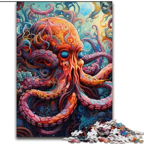 1000-teiliges Puzzle, Art Octopus Puzzle aus Pappe, Geburtstage, Weihnachten, Halloween, Thanksgiving, Ostern, 1000 Stück(26x38cm) von XHAXING