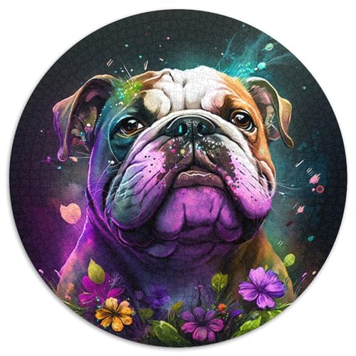 1000-teiliges Puzzle, Blumen, Bulldogge, unmögliches Puzzle für Erwachsene, ideales Urlaubs- oder Geburtstagsgeschenk, Partyspiel-Spielzeug (Größe 67,5 x 67,5 cm) von XHAXING