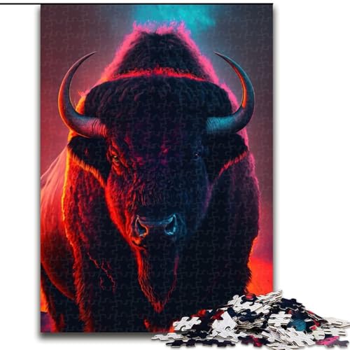1000-teiliges Puzzle, Büffel-Tierpuzzle aus Holz, mit interaktivem Familienspiel, Kinder ab 14 Jahren, 1000 Teile(50x75cm) von XHAXING