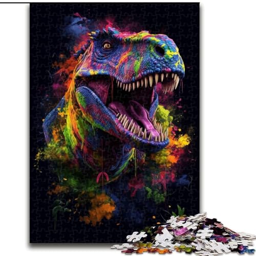 1000-teiliges Puzzle, Bunte Dinosaurier, aus Holz, Spielzeug, Geschenk, pädagogisches, intellektuelles, entspannendes Familienspiel, 1000 Teile(50x75cm) von XHAXING