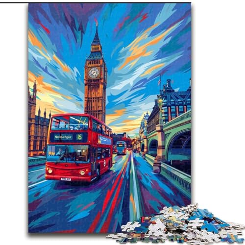 1000-teiliges Puzzle, Graffiti, Big Ben, aus Holz, Geburtstage, Weihnachten, Halloween, Thanksgiving, Ostern, 1000 Stück(50x75cm) von XHAXING