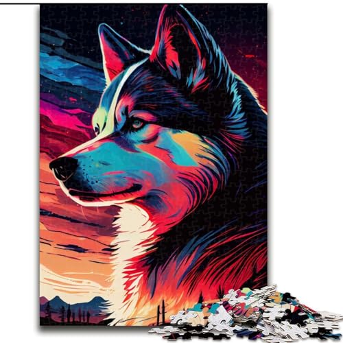 1000-teiliges Puzzle, Husky, buntes Puzzle aus Holz, Geburtstage, Weihnachten, Halloween, Erntedankfest, Ostern, 1000 Stück(50x75cm) von XHAXING