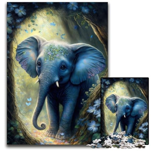1000-teiliges Puzzle, Kleiner süßer Elefant, Papppuzzle für Erwachsene, Spielgeschenk für Erwachsene, interaktives Familienspiel, Gehirn-Herausforderung, Geschenk, 26x38cm von XHAXING