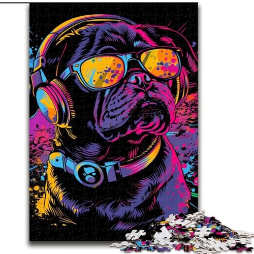 1000-teiliges Puzzle, Mops-Kunstpuzzle aus Pappe, Geburtstage, Weihnachten, Halloween, Erntedankfest, Ostern, 1000 Teile(26x38cm) von XHAXING