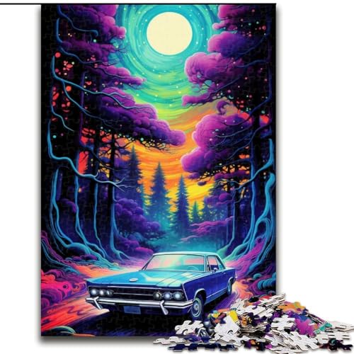 1000-teiliges Puzzle, Neonauto in der Natur, Puzzle aus Holz, Spielzeug, Geschenk, pädagogisches, intellektuelles, entspannendes Familienspiel, 1000 Teile(50x75cm) von XHAXING