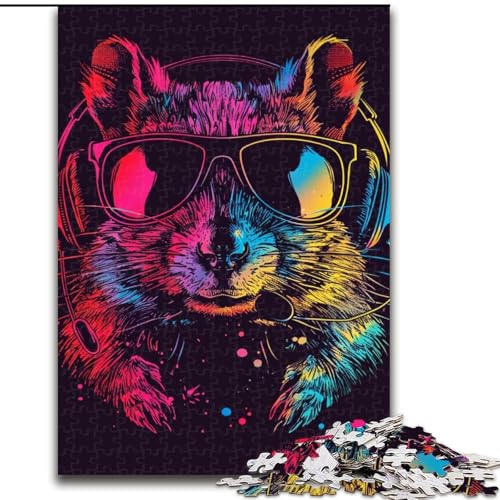 1000-teiliges Puzzle, Weltraum-Astronauten-Eichhörnchen-Puzzle aus Holz, ideal für Büro, Schlafzimmer, Wohnzimmer-Dekor, 1000 Teile(50x75cm) von XHAXING