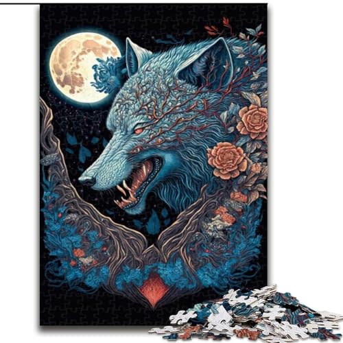 1000-teiliges Puzzle, Wolf-Puzzle aus Holz, Geburtstage, Weihnachten, Halloween, Thanksgiving, Ostern, 1000 Stück(50x75cm) von XHAXING