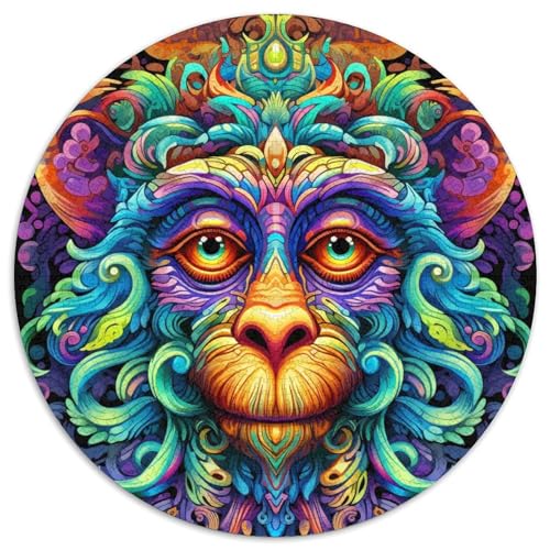 1000-teiliges Puzzle, bunter AFFE, runde Papppuzzles, Denkspiel, interaktives Familienspiel, geeignet für Kinder ab 14 Jahren (67,5 x 67,5 cm) von XHAXING