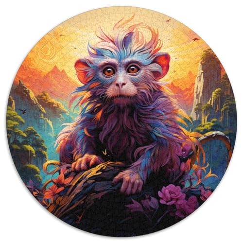 1000-teiliges Puzzle, bunter AFFE, runde Papppuzzles, Denkspiel, interaktives Familienspiel, geeignet für Kinder ab 14 Jahren (67,5 x 67,5 cm) von XHAXING