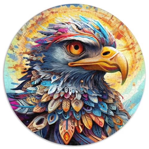 1000-teiliges Puzzle, bunter Adler, runde Papppuzzles, Denkspiel, interaktives Familienspiel, geeignet für Kinder ab 14 Jahren (67,5 x 67,5 cm) von XHAXING