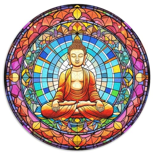 1000-teiliges Puzzle, bunter Buddha, rund, aus Pappe, Geschenkidee zum Geburtstag, anspruchsvolles Denkspiel (67,5 x 67,5 cm) von XHAXING