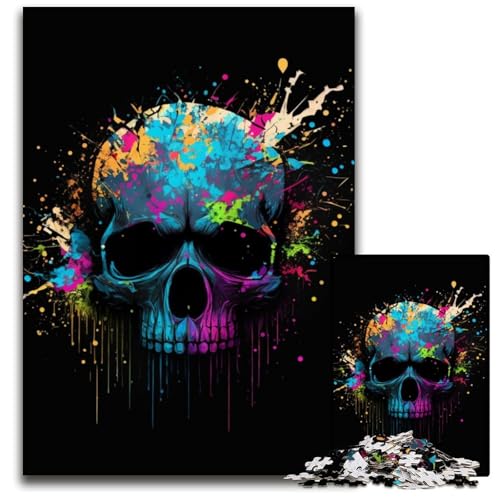 1000-teiliges Puzzle, bunter Totenkopf, Papppuzzle für Erwachsene, Spiel für Erwachsene, Geschenk, interaktives Familienspiel, Gehirn-Herausforderung, Geschenk, 26x38cm 1000-teiliges Puzzle, bunter Totenkopf, Papppuzzle für Erwachsene, Spiel für Erwachsene, Geschenk, interaktives Familienspiel, Gehirn-Herausforderung, Geschenk, 26x38cm von XHAXING