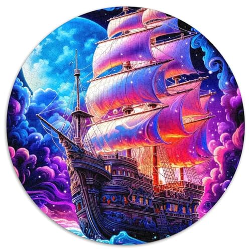1000-teiliges Puzzle, buntes Boot, runde Papppuzzles, Denksportaufgabe, interaktives Familienspiel, geeignet für Kinder ab 14 Jahren (67,5 x 67,5 cm) von XHAXING
