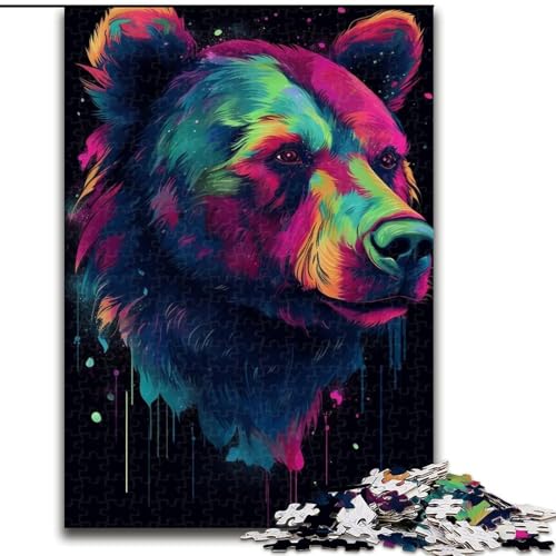 1000-teiliges Puzzle, farbenfrohes Absurdismus-Bären-Puzzle. Aus Pappe, perfekt als Dekoration für Zuhause und Büro, Partys, Geburtstage und Feiertagsgeschenke. 1000 Teile(26x38cm) von XHAXING