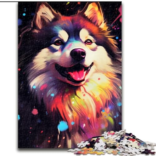 1000-teiliges Puzzle, farbenfrohes Husky-Puzzle aus Holz, mit interaktivem Familienspiel, Kinder ab 14 Jahren, 1000 Teile(50x75cm) von XHAXING