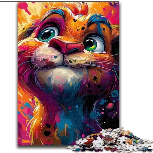 1000-teiliges Puzzle, farbenfrohes Löwen-Kunstpuzzle aus Holz, Spielzeug, Geschenk, pädagogisches, intellektuelles, entspannendes Familienspiel, 1000 Teile(50x75cm) von XHAXING
