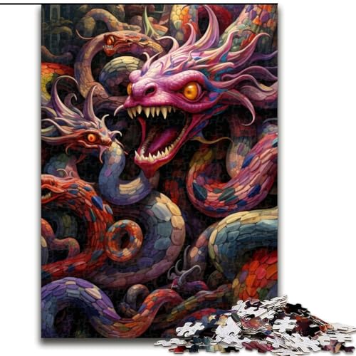 1000-teiliges Puzzle, farbenfrohes Schlangen-Kunstpuzzle aus Pappe, Geburtstage, Weihnachten, Halloween, Erntedankfest, Ostern, 1000 Teile(26x38cm) von XHAXING
