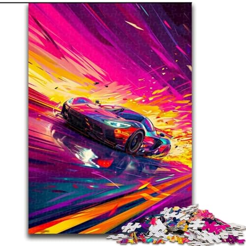 1000-teiliges Puzzle, farbenfrohes klassisches Sportwagen-Puzzle aus Holz, Spielzeug, Geschenk, pädagogisches, intellektuelles, entspannendes Familienspiel, 1000 Teile(50x75cm) von XHAXING
