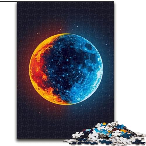 1000-teiliges Puzzle, farbiges Mond-Puzzle, aus Pappe, mit interaktivem Familienspiel, Kinder ab 14 Jahren, 1000 Teile(26x38cm) von XHAXING