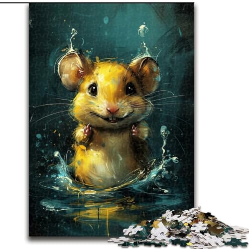 1000-teiliges Puzzle, süße kleine gelbe Maus, aus Holz, für Teenager, interaktives Familienspiel, herausforderndes Geschenk, 1000 Stück(50x75cm) von XHAXING