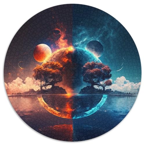 1000-teiliges Puzzle „Außerirdische Planetenlandschaft“, runde Papppuzzles, Denkspiel, interaktives Familienspiel, geeignet für Kinder ab 14 Jahren (67,5 x 67,5 cm) von XHAXING
