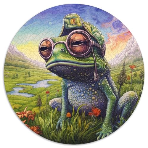 1000-teiliges Puzzle „Bunte Laubfrösche“, rund, aus Pappe, Geschenkidee zum Geburtstag, anspruchsvolles Denkspiel (67,5 x 67,5 cm) von XHAXING
