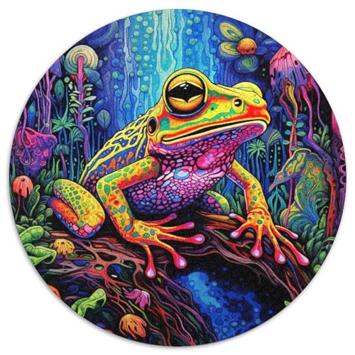 1000-teiliges Puzzle „Bunte Laubfrösche“, runde Papppuzzles, Denksportaufgabe, interaktives Familienspiel, geeignet für Kinder ab 14 Jahren (67,5 x 67,5 cm) von XHAXING