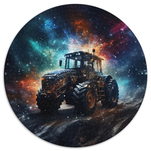 1000-teiliges Puzzle „Color Art Tractor“, runde Kartonpuzzles, Denkspiel, interaktives Familienspiel, geeignet für Kinder ab 14 Jahren (67,5 x 67,5 cm) von XHAXING