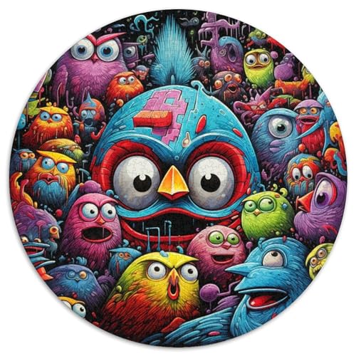 1000-teiliges Puzzle „Color Bird“, runde Papppuzzles, Denksportaufgabe, interaktives Familienspiel, geeignet für Kinder ab 14 Jahren (67,5 x 67,5 cm) von XHAXING