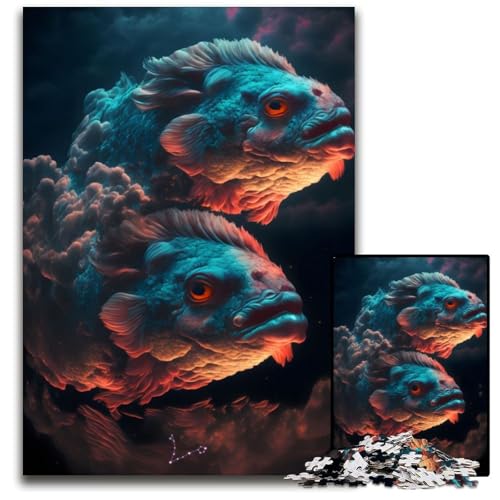 1000-teiliges Puzzle „Dreamy Cloud Pisces“ für Erwachsene, Denkspiel, interaktives Familienspiel, geeignet für Kinder ab 14 Jahren, 26x38cm von XHAXING