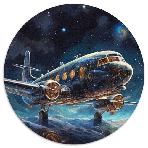 1000-teiliges Puzzle „Fantasy Plane“, runde Papppuzzles, Denkspiel, interaktives Familienspiel, geeignet für Kinder ab 14 Jahren (67,5 x 67,5 cm) von XHAXING