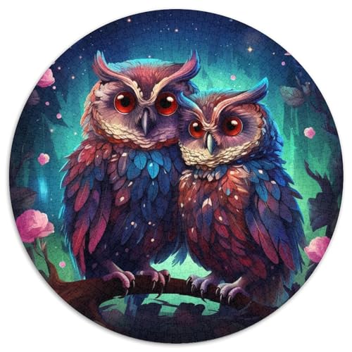 1000-teiliges Puzzle „Galaxie-Eule“, runde Papppuzzles, Denkspiel, interaktives Familienspiel, geeignet für Kinder ab 14 Jahren (67,5 x 67,5 cm) von XHAXING