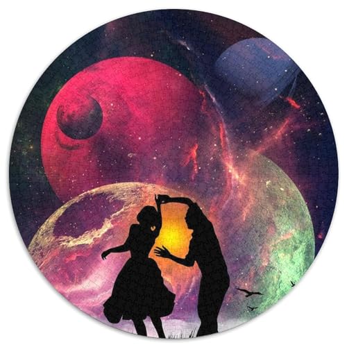 1000-teiliges Puzzle „Galaxie-Paar“, runde Papppuzzles, Denkspiel, interaktives Familienspiel, geeignet für Kinder ab 14 Jahren (67,5 x 67,5 cm) von XHAXING