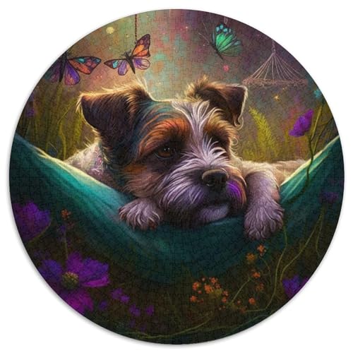 1000-teiliges Puzzle „Hund“, rund, Papppuzzle, Denksportaufgabe, interaktives Familienspiel, geeignet für Kinder ab 14 Jahren (67,5 x 67,5 cm) von XHAXING