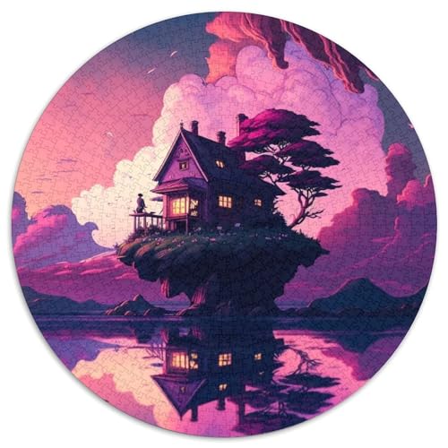 1000-teiliges Puzzle „Insel im See“, rund, aus Pappe, Geschenkidee zum Geburtstag, anspruchsvolles Denkspiel (67,5 x 67,5 cm) von XHAXING