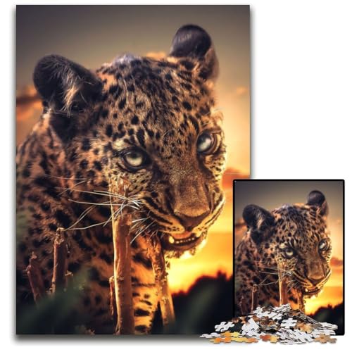 1000-teiliges Puzzle „Kauender Leopard“ für Erwachsene, Denksportspiel, interaktives Familienspiel, geeignet für Kinder ab 14 Jahren, 26x38cm 1000-teiliges Puzzle „Kauender Leopard“ für Erwachsene, Denksportspiel, interaktives Familienspiel, geeignet für Kinder ab 14 Jahren, 26x38cm von XHAXING