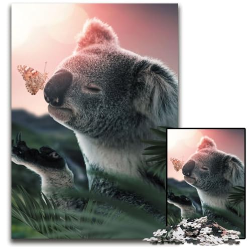 1000-teiliges Puzzle „Koala und Schmetterling“ für Erwachsene, Denksportspiel, interaktives Familienspiel, geeignet für Kinder ab 14 Jahren, 50x75cm 1000-teiliges Puzzle „Koala und Schmetterling“ für Erwachsene, Denksportspiel, interaktives Familienspiel, geeignet für Kinder ab 14 Jahren, 50x75cm von XHAXING
