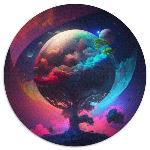 1000-teiliges Puzzle „Kosmische Landschaft“, rund, Papierpuzzle, Spielzeug, Geschenk, pädagogisch wertvoll, intellektuell, entspannend, lustiges Familienspiel (Größe 67,5 x 67,5 cm) von XHAXING