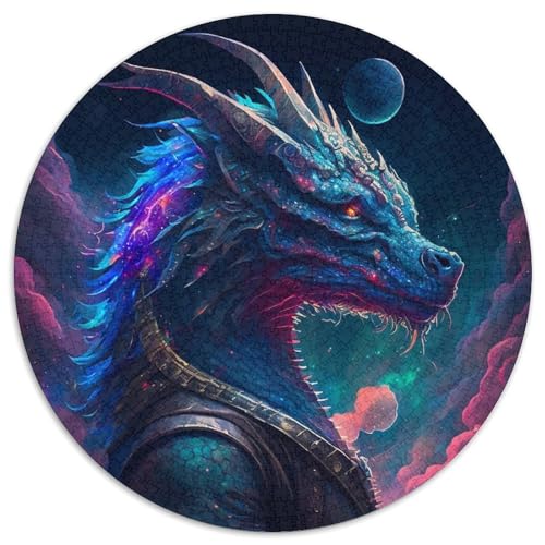 1000-teiliges Puzzle „Kosmischer Drache“, rund, aus Pappe, Geschenkidee zum Geburtstag, anspruchsvolles Denkspiel (67,5 x 67,5 cm) von XHAXING