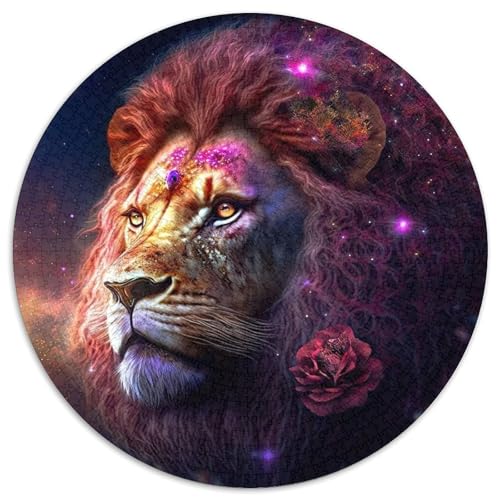 1000-teiliges Puzzle „Löwe“, runde Papppuzzles, Denkspiel, interaktives Familienspiel, geeignet für Kinder ab 14 Jahren (67,5 x 67,5 cm) von XHAXING