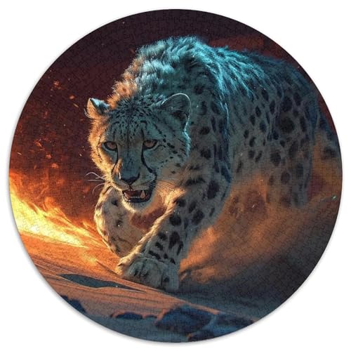 1000-teiliges Puzzle „Mystische Wüstenleoparden“, runde Papppuzzles, Denkspiel, interaktives Familienspiel, geeignet für Kinder ab 14 Jahren (67,5 x 67,5 cm) von XHAXING