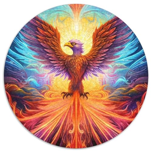 1000-teiliges Puzzle „Phönixvogel“, rund, aus Pappe, Geschenkidee zum Geburtstag, anspruchsvolles Denkspiel (67,5 x 67,5 cm) von XHAXING