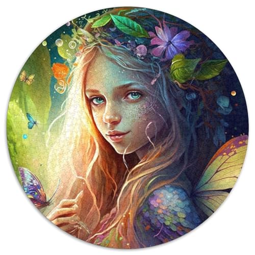 1000-teiliges Puzzle „Schönes Elfenmädchen“, rund, aus Pappe, Geschenkidee zum Geburtstag, anspruchsvolles Denkspiel (67,5 x 67,5 cm) von XHAXING