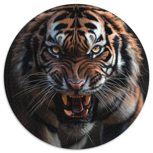 1000-teiliges Puzzle „Silent Tigers“, runde Kartonpuzzles, Denkspiel, interaktives Familienspiel, geeignet für Kinder ab 14 Jahren (67,5 x 67,5 cm) von XHAXING