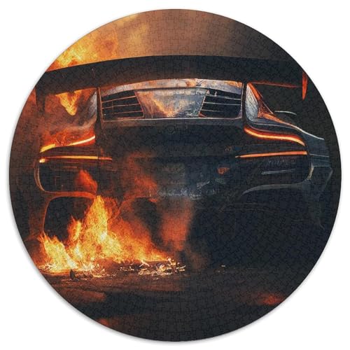 1000-teiliges Puzzle „Sportwagen“, rund, aus Pappe, Geschenkidee zum Geburtstag, anspruchsvolles Denkspiel (67,5 x 67,5 cm) von XHAXING
